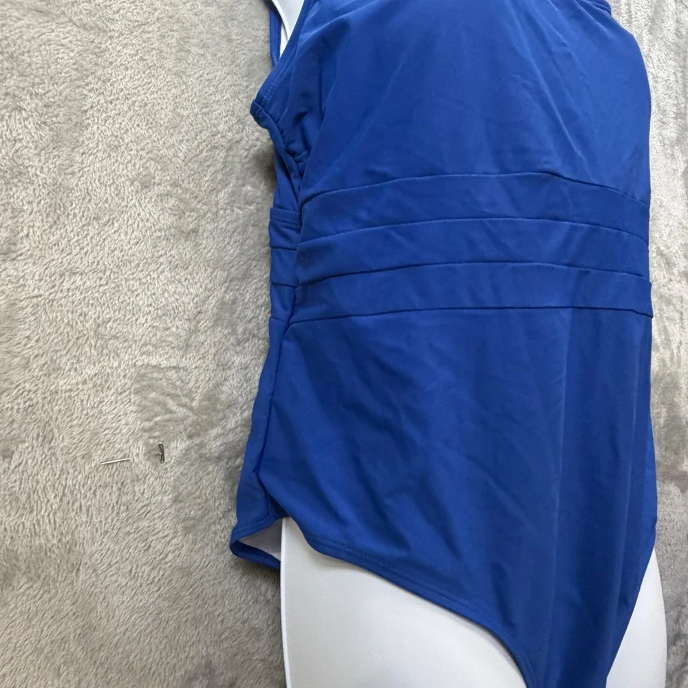 Royal Blue Square Neck One Piece Swimsuit Plus‎ Size 20 Criss Cross Back Tank